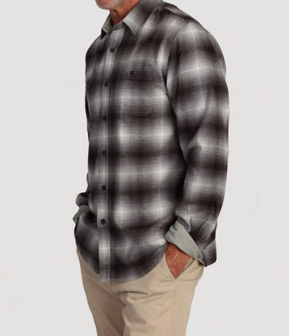 fire mountain plaid flannel shirt in grey
