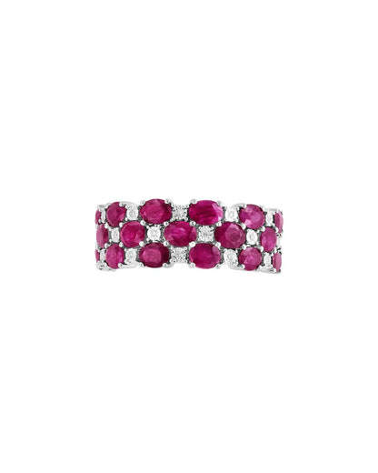silver 1.99 ct. tw. diamond & ruby ring