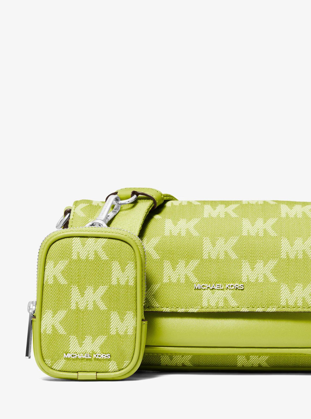 jet set travel small logo jacquard denim crossbody bag with pouch