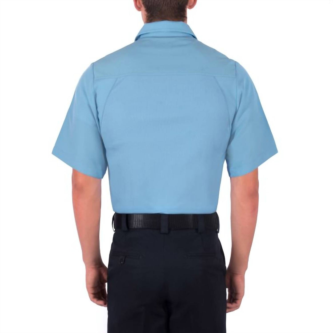 short sleeve polyester armorskin base shirt in medium blue