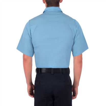 short sleeve polyester armorskin base shirt in medium blue