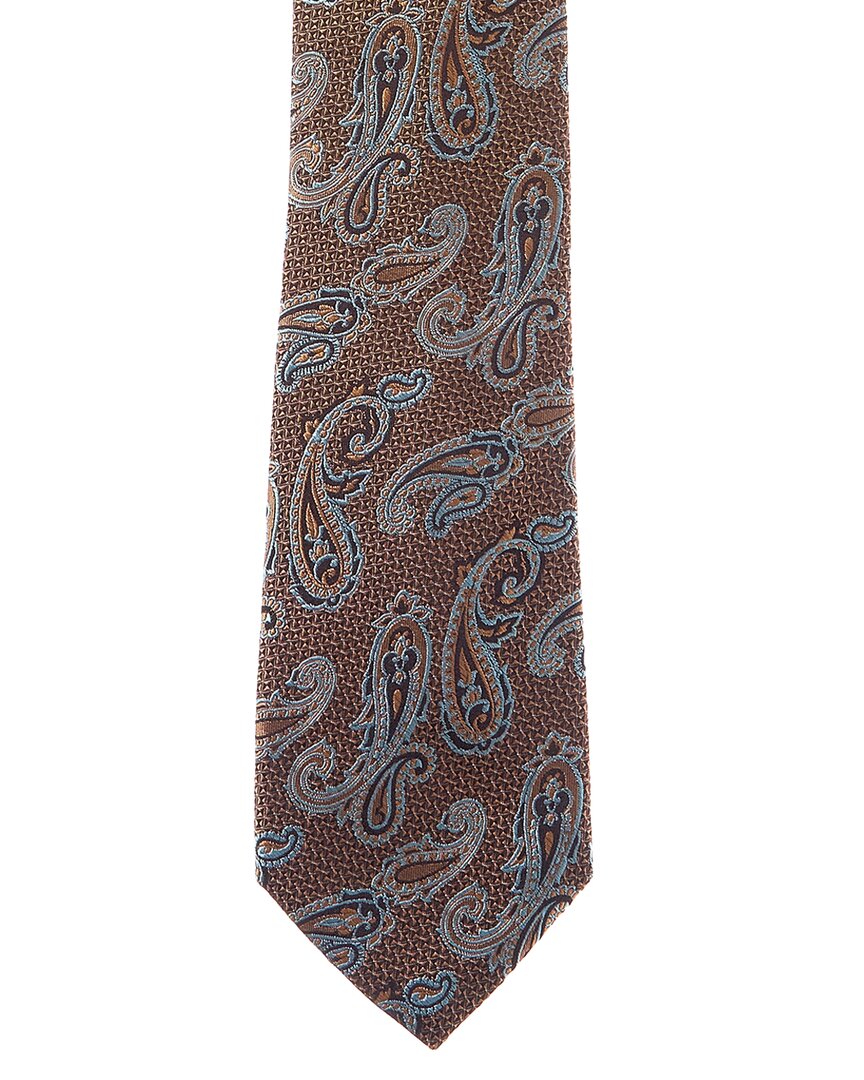 brown paisley silk tie