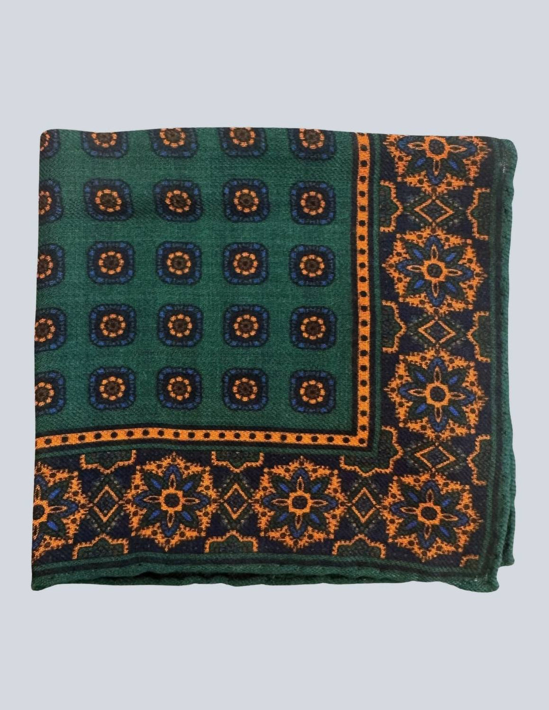 men's geometric print pocket square in green mix