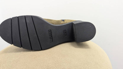 up n out too block heel booties in olive