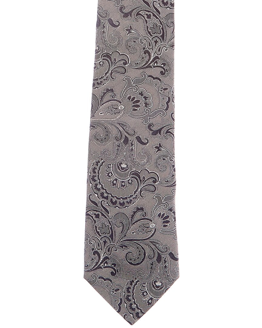 grey paisley silk tie