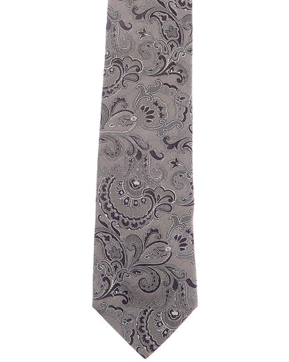 grey paisley silk tie