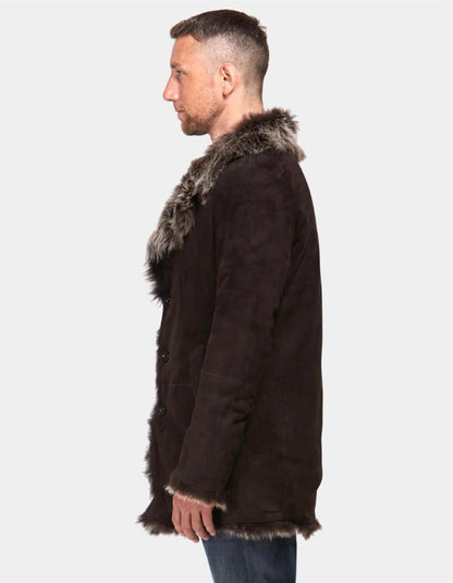 tyre pea coat in chocolate brown