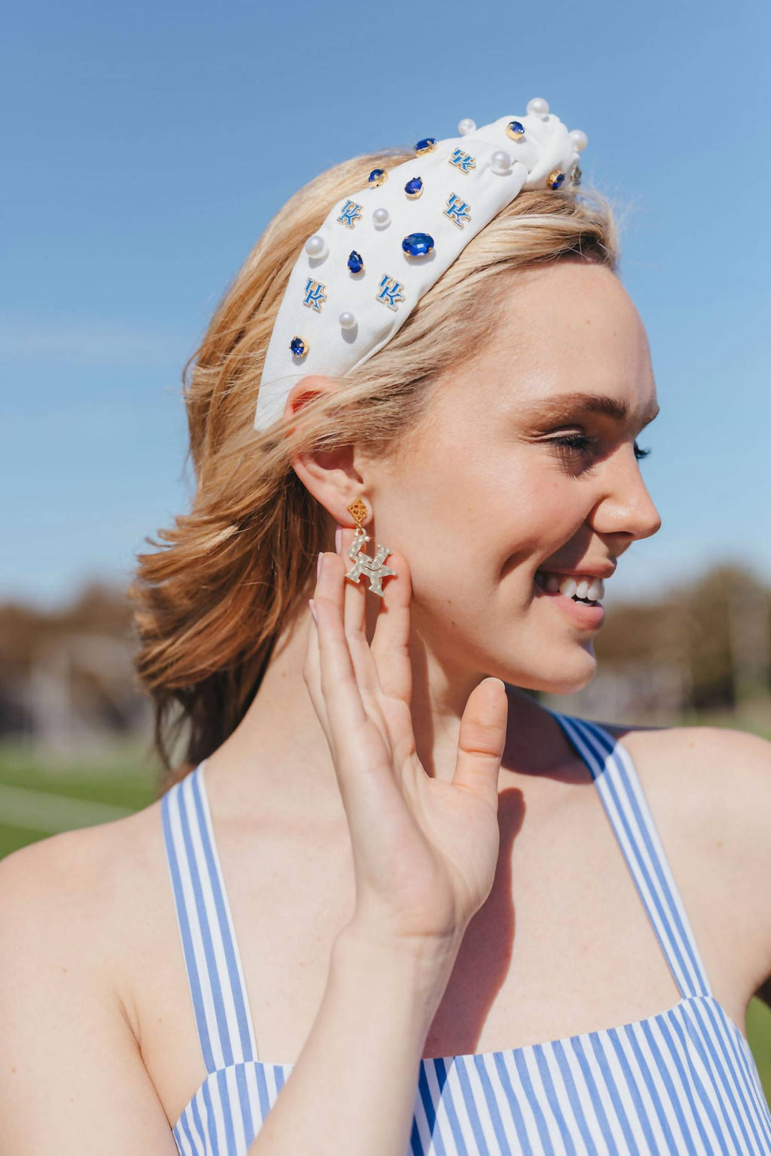 uk logo headband in white