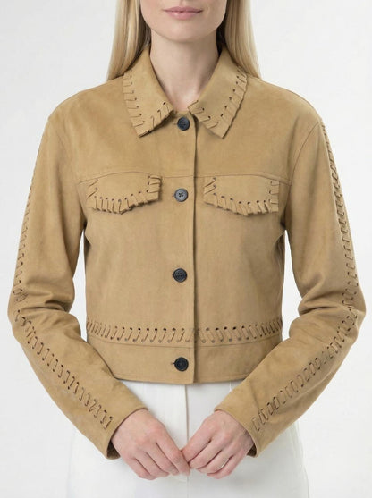 women's wren whipstitch jacket in tan