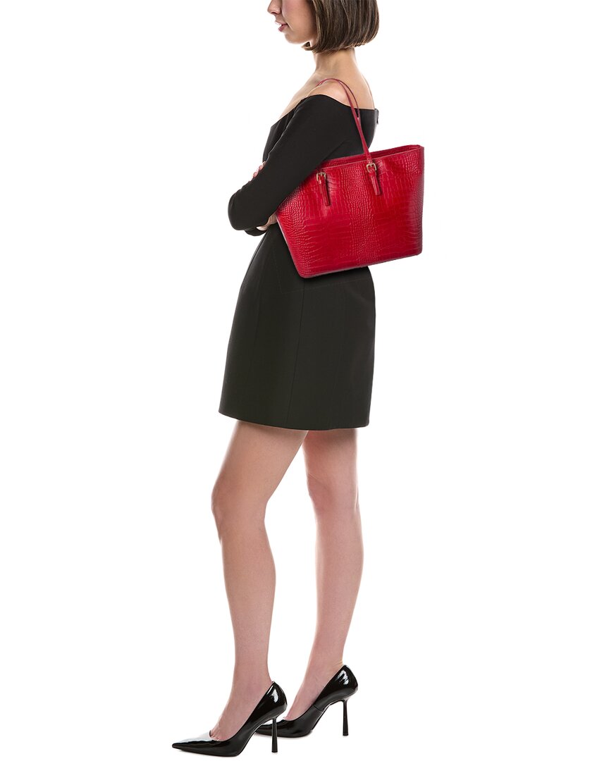 penny croc-embossed leather tote