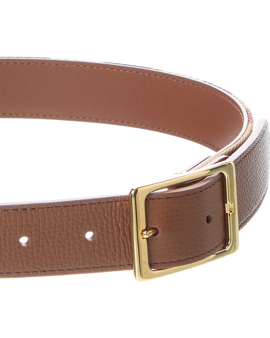 check canvas & leather belt