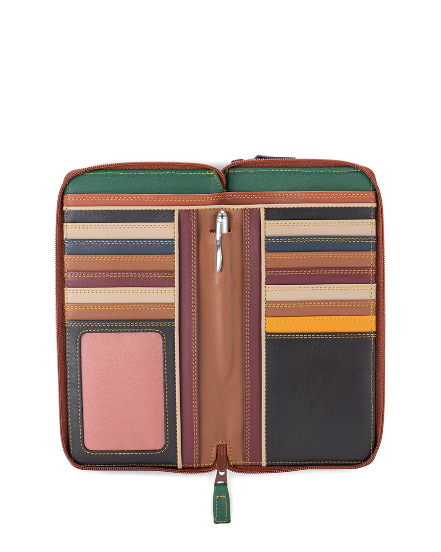 large double zip around leather purse