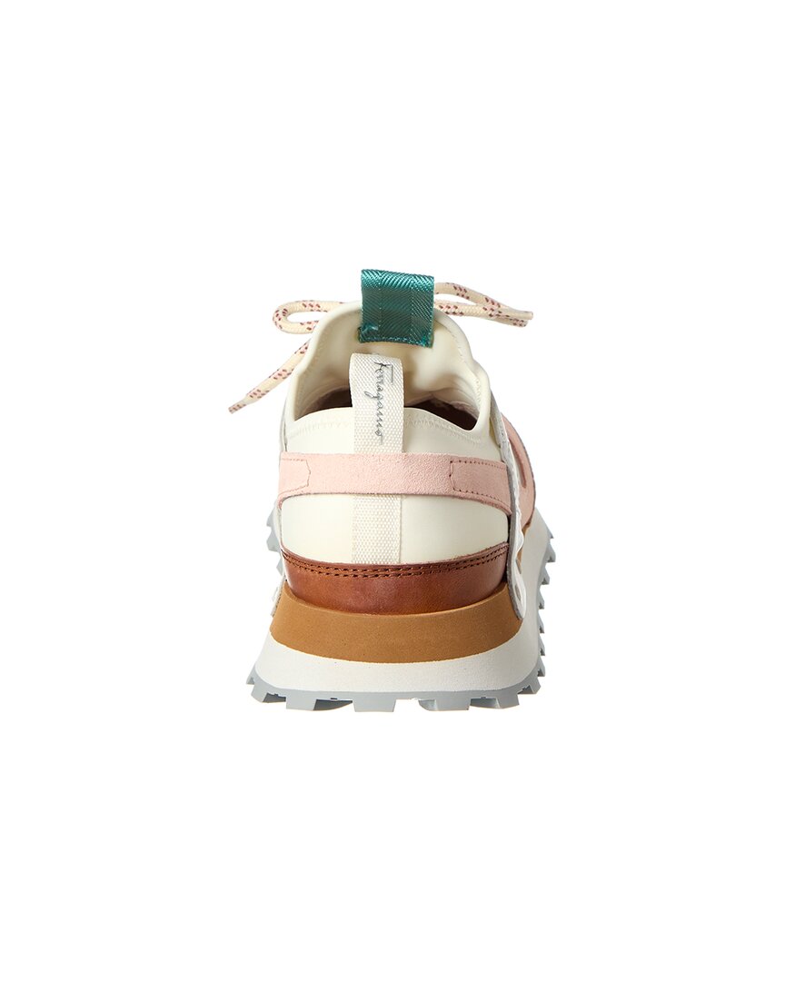 ferragamo indy leather & suede sneaker