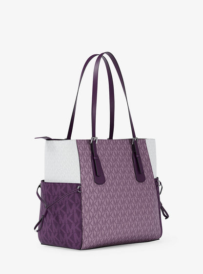 voyager large color-block signature logo tote bag
