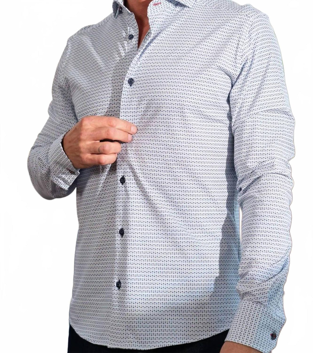 amore all way stretch long sleeve shirt in blue