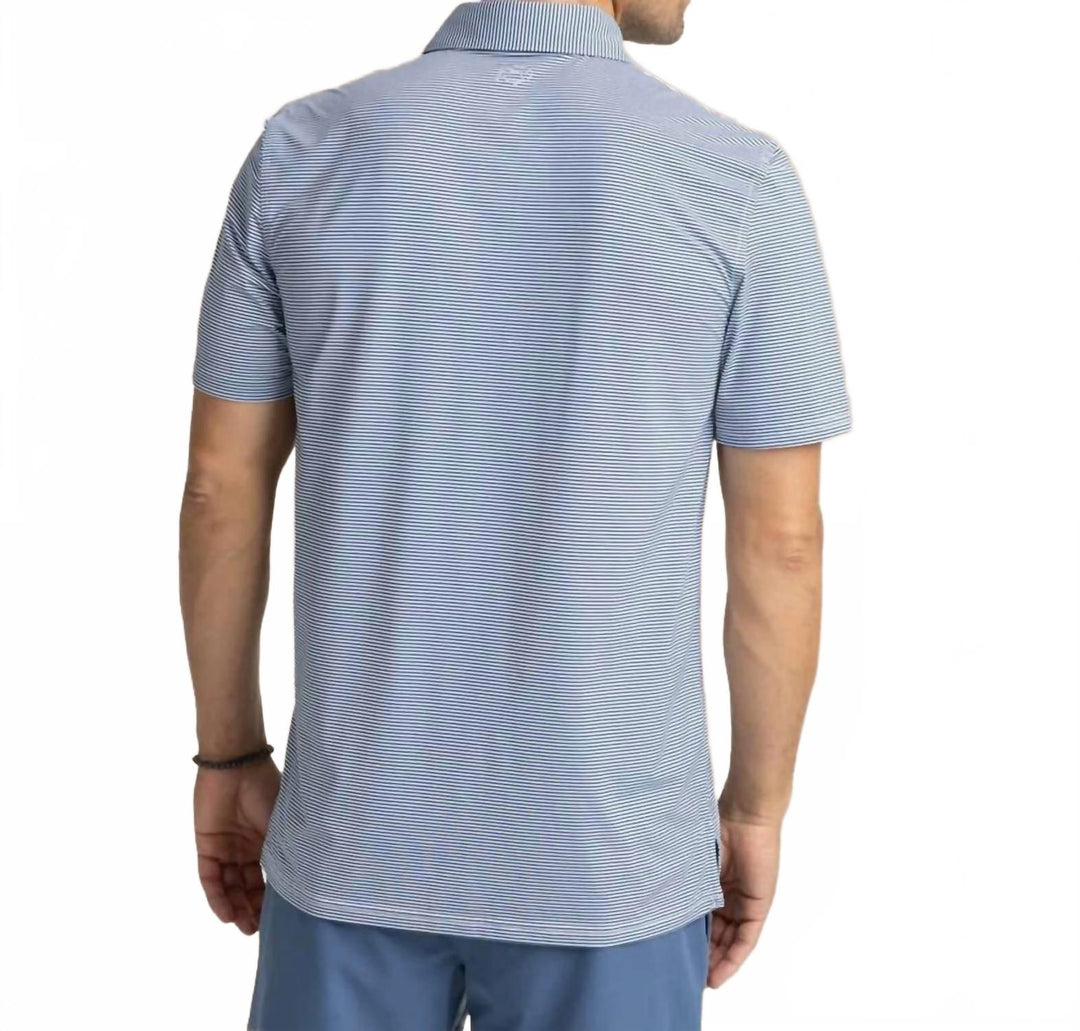 meadowbrook stripe polo in aged denim