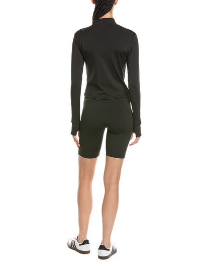 2pc 5.5in yoga fabric contrast jacket & biker short set