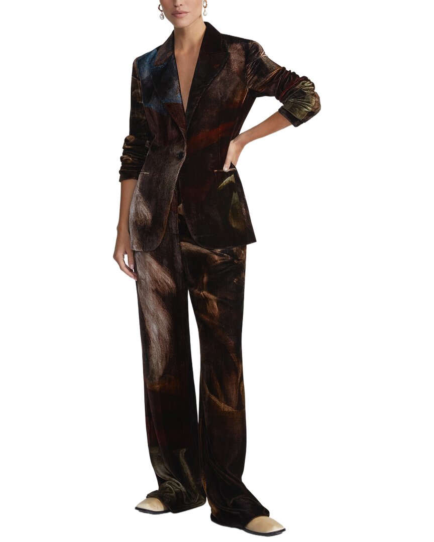 peak lapel tailored silk-blend blazer