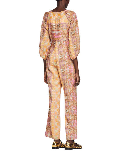 sandro dieppe linen-blend jumpsuit