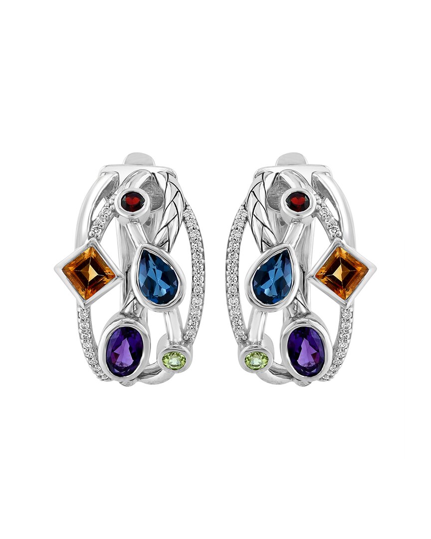 silver 2.83 ct. tw. diamond & amethyst, london blue topaz,