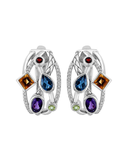 silver 2.83 ct. tw. diamond & amethyst, london blue topaz,