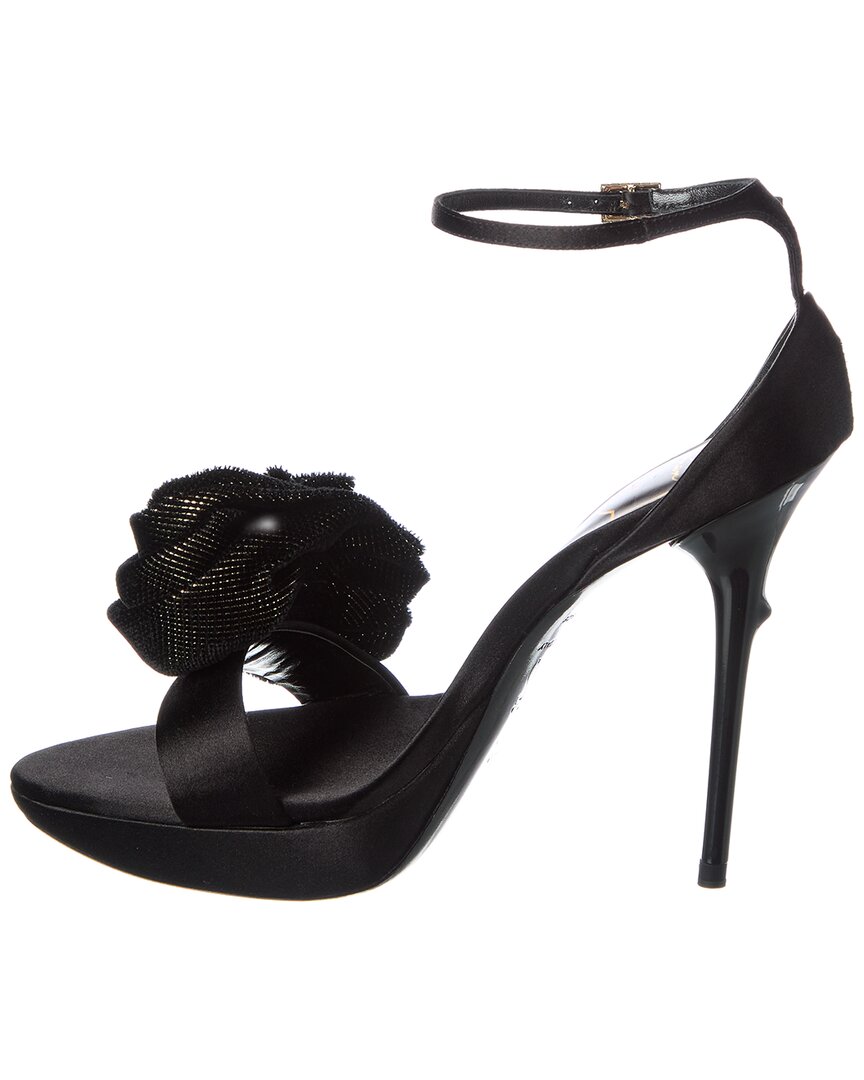 rose satin & velvet platform sandal