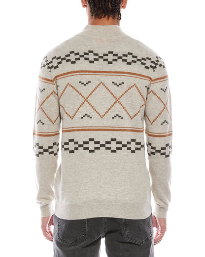 fairisle wool & cashmere-blend 1/4-zip mock neck sweater