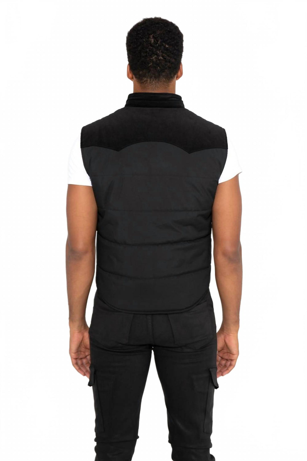 wayne needle cord vest in noir