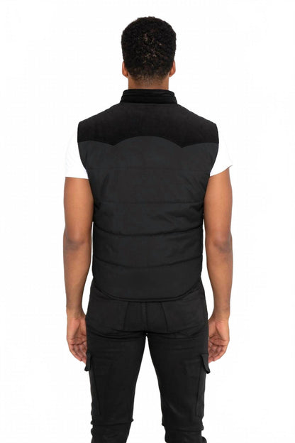 wayne needle cord vest in noir