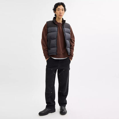 signature down vest in recycled polyester