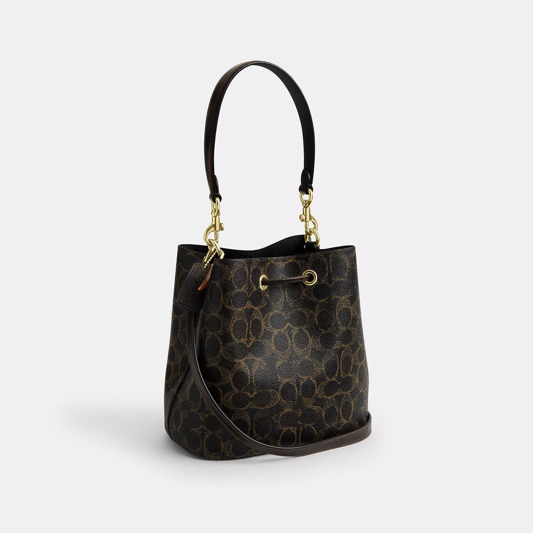 rowan bucket bag in loved signature canvas with charms