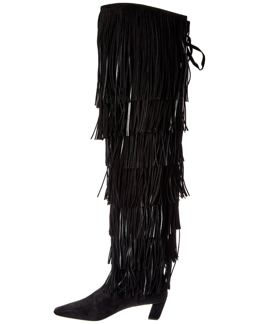 suede thigh-high boot