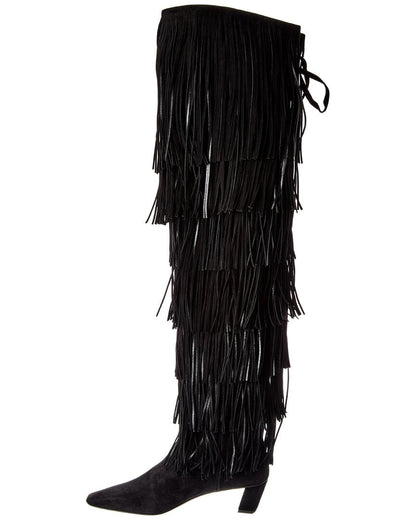 suede thigh-high boot