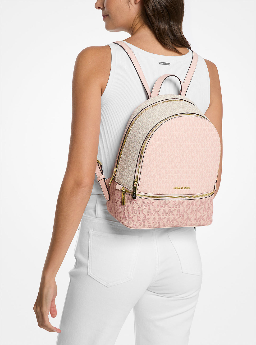 rhea medium color-block signature logo backpack