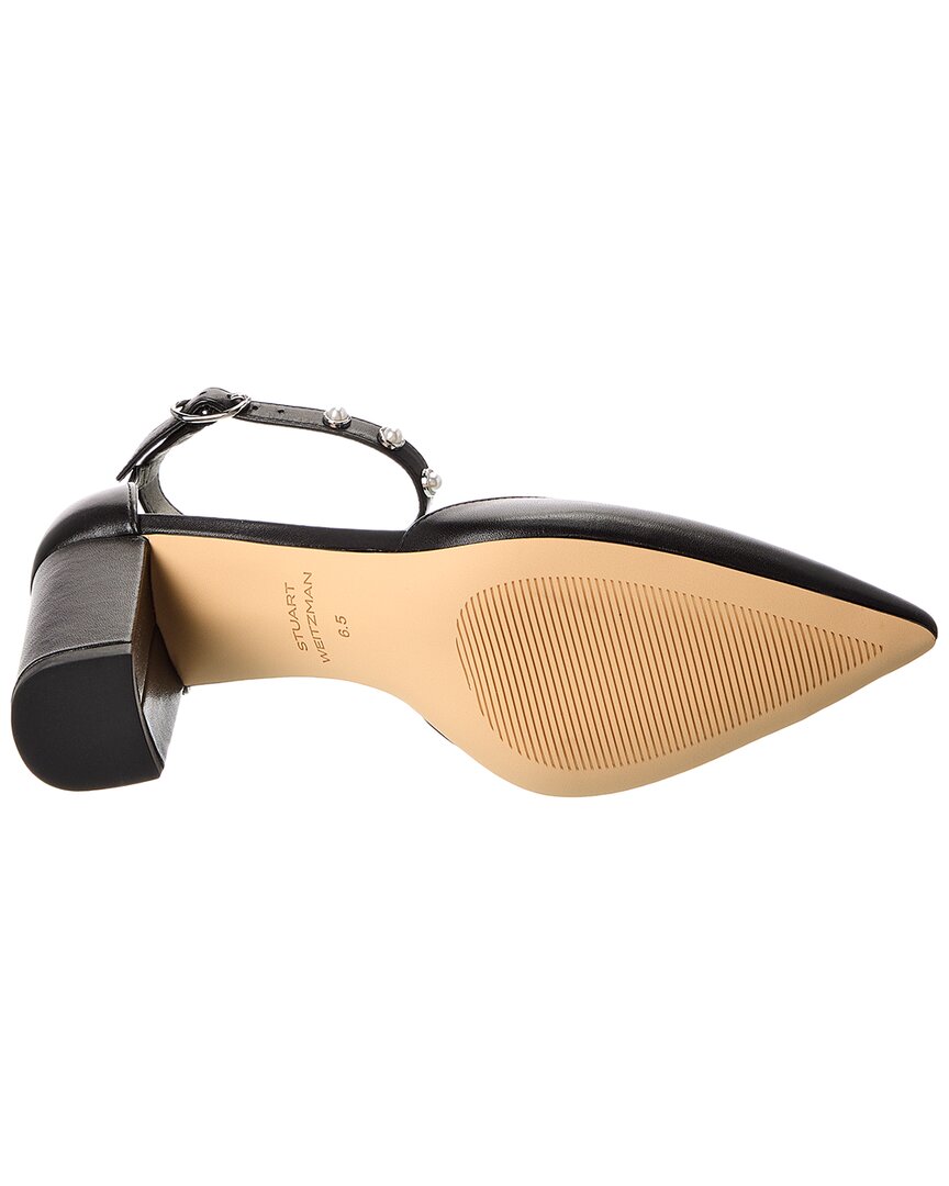pearl strap block 75 leather pump