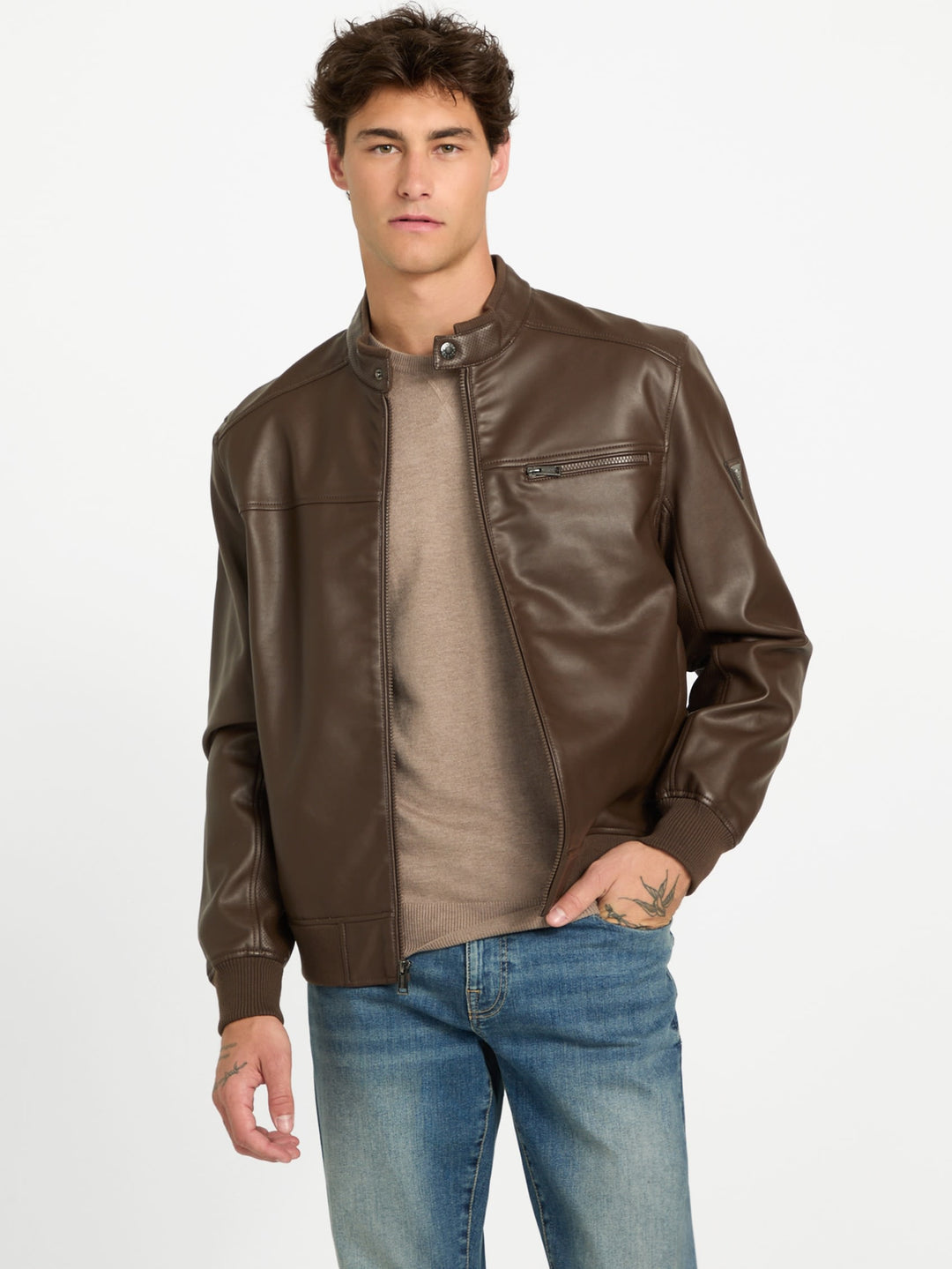 faris faux-leather biker jacket