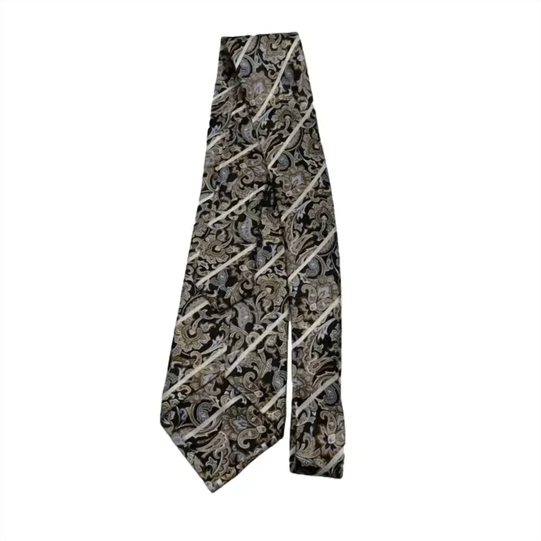 men's classic silk tie in brown paisley