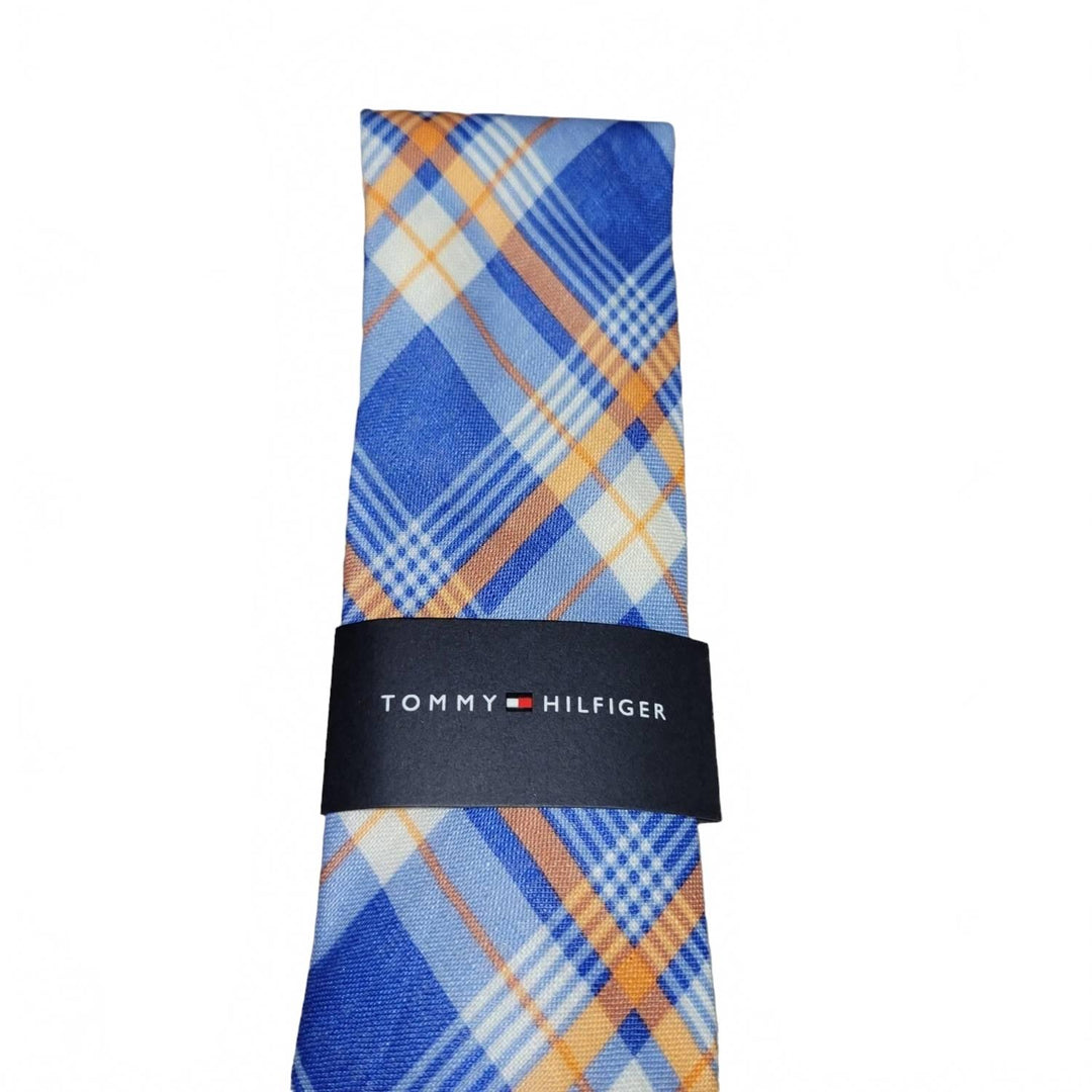 men's designer tie in blue plaid