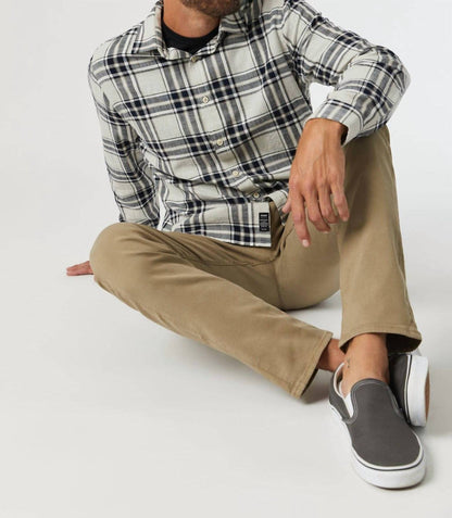 milton slim straight chino pants in beige luxe twill
