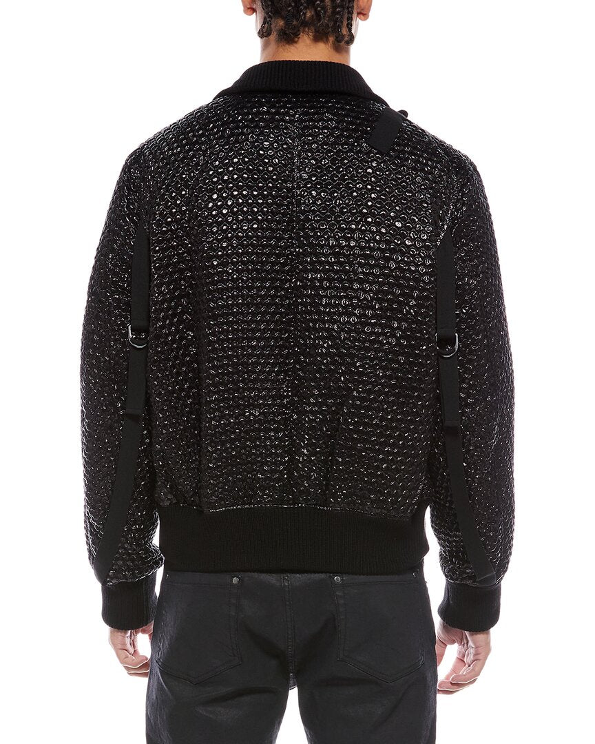 seatbelt silk-blend bomber jacket