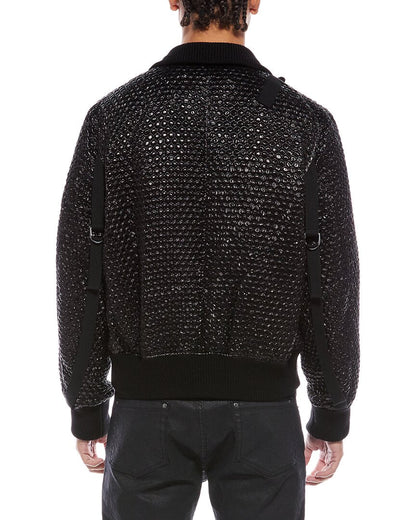 seatbelt silk-blend bomber jacket