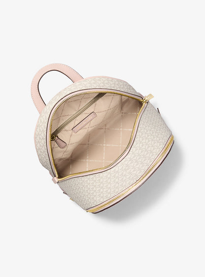 rhea medium color-block signature logo backpack