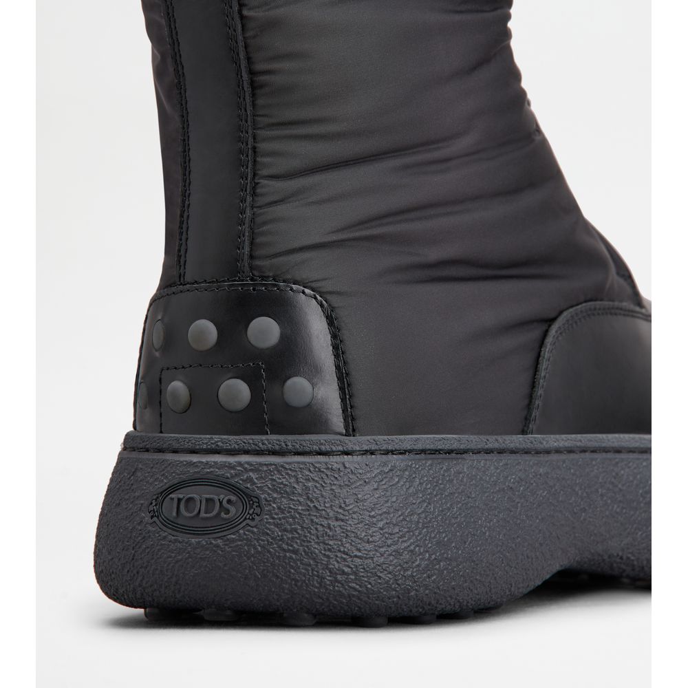 w. g. lace-up ankle boots in leather and fabric