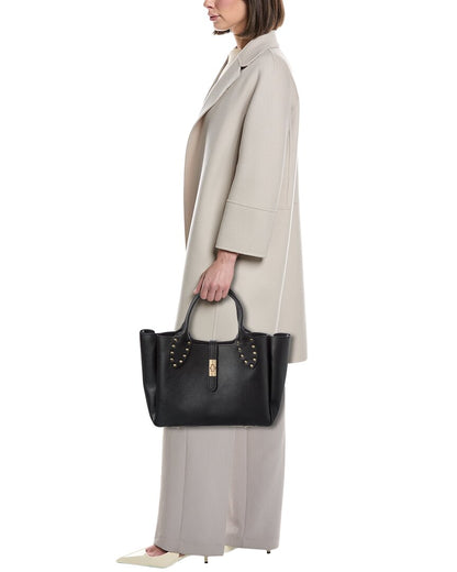 naomi22 studded leather handle tote