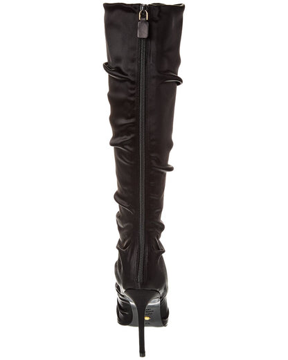 strt ruched 100 satin knee-high boot