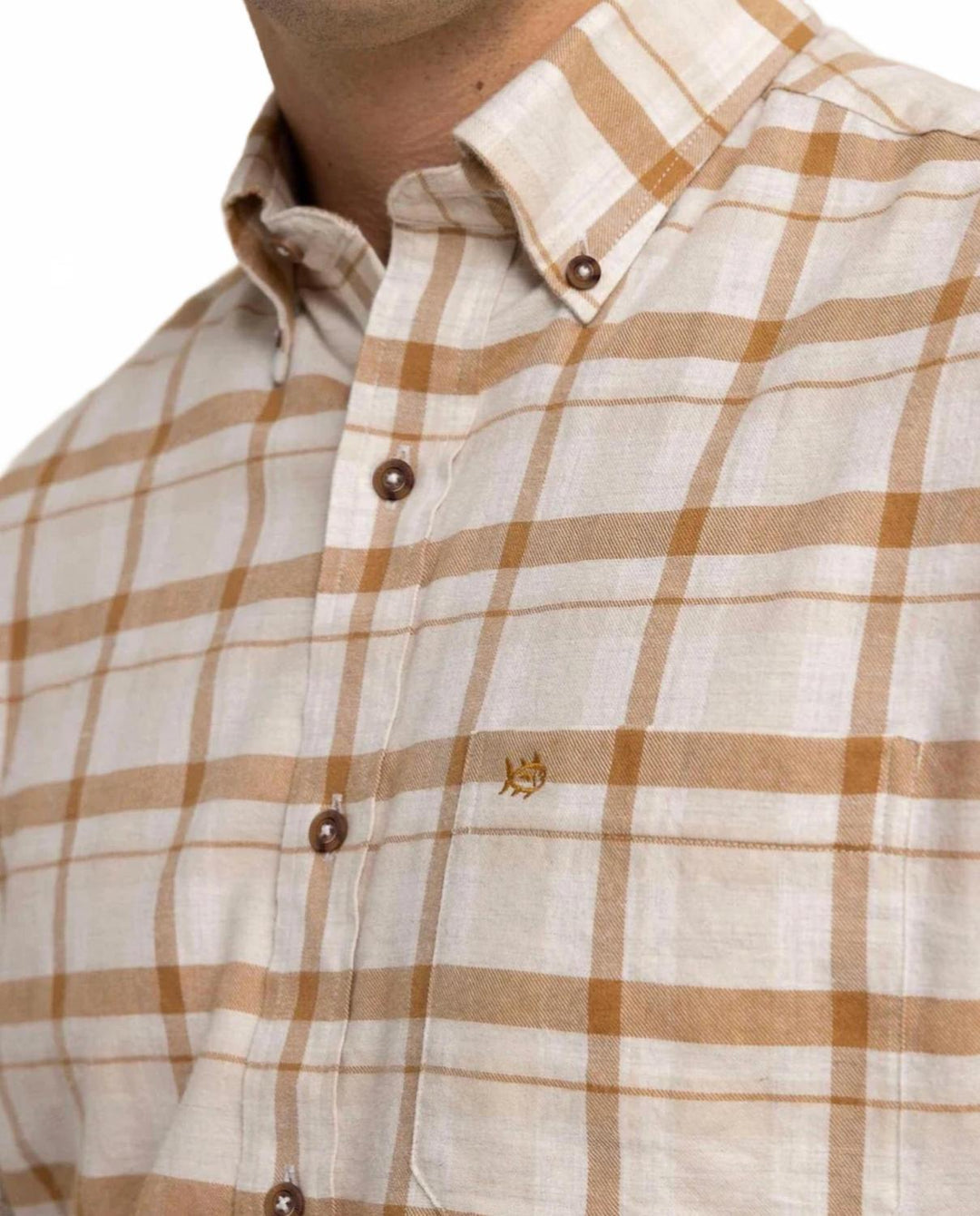 botnay bay plaid sportshirt in sand white