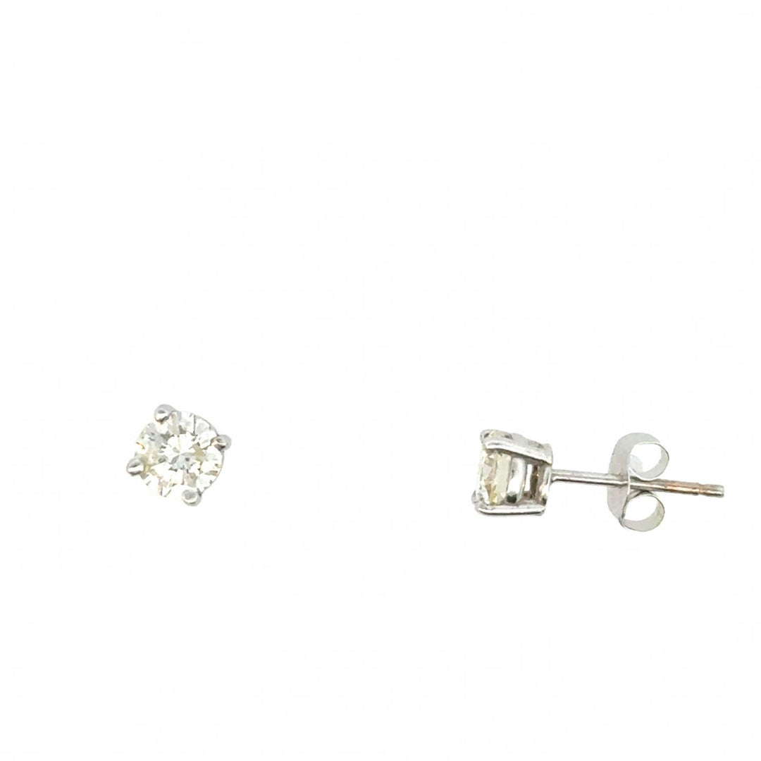 0.75 carat natural diamond round brilliant stud earrings in 14k white gold