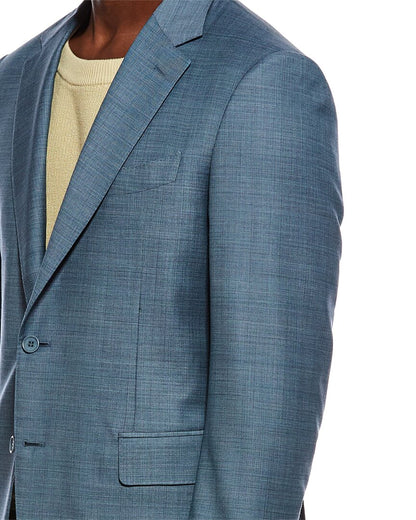 2pc wool suit with flat front pant