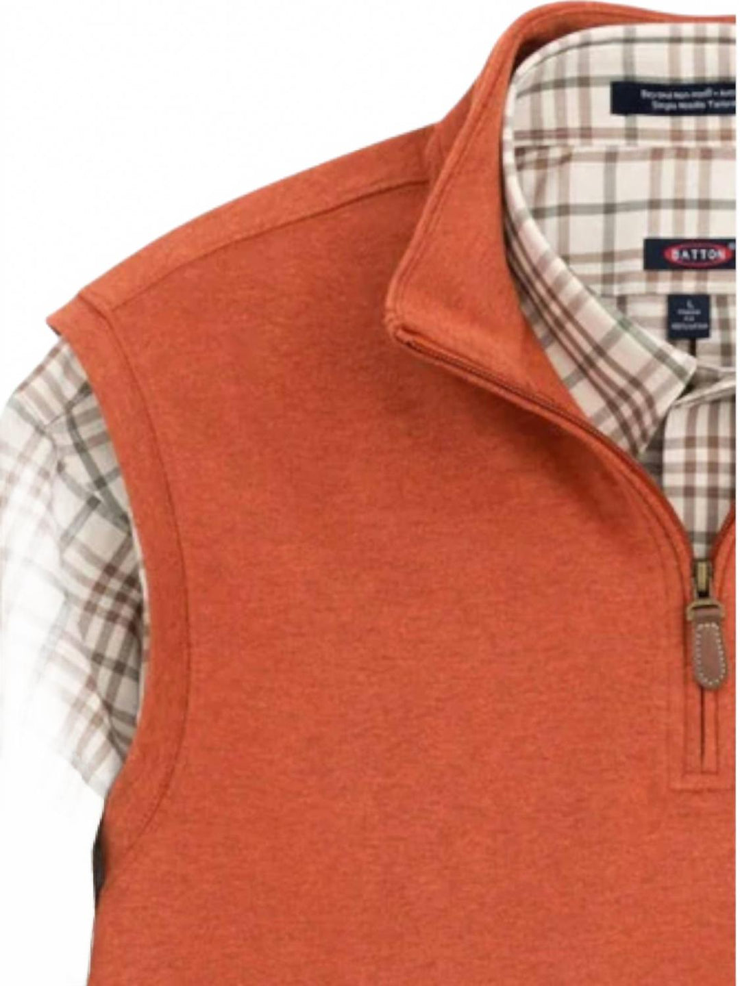 men's quarter zip sweater vest in burnt orange