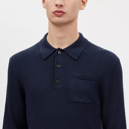 long sleeve knit polo